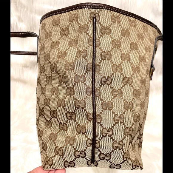 Authentic Gucci Monogram Logo D Ring Shoulder Bag Tote - Picture 4 of 15